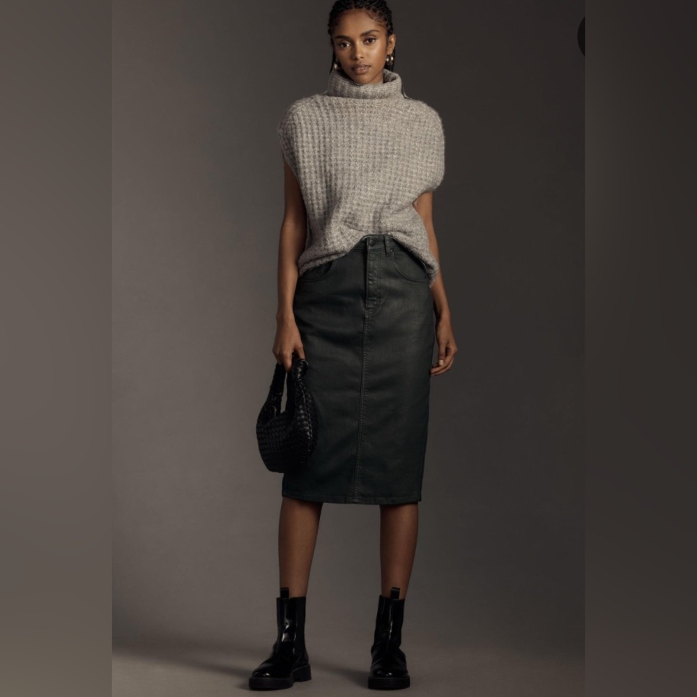Pilcro Coated Denim Pencil Skirt NWT